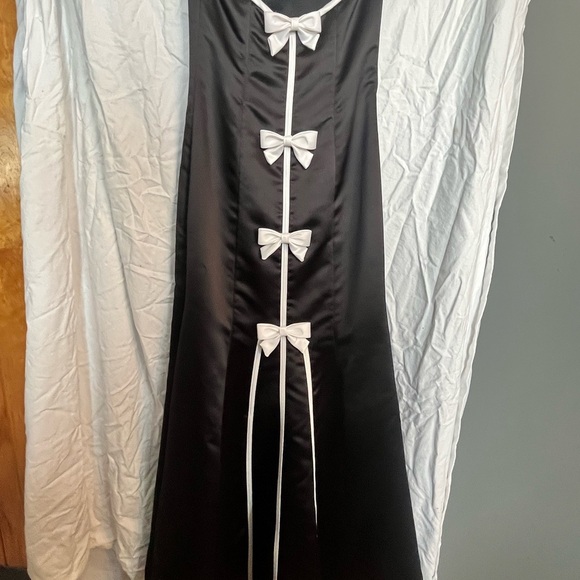 Jessica McClintock for gunne sax  bow tie back black and white dress size 3/4 - Picture 4 of 7